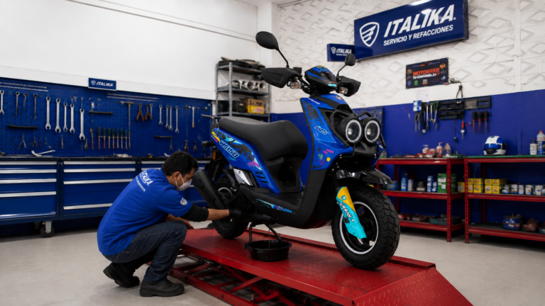 Moto en revisión en el Centro de Servicio de ITALIKA.